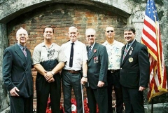Members of the Taiwan POW Camps Memorial Society pose with the Parker family after the ceremony. (l-r) Jerome Keating, Jeff Parker, Charles Parker , Michael Hurst, Rob Parker and Mark Wilkie.